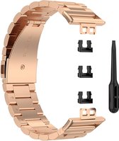 Vervangende Stalen Bandje - Geschikt Voor Huawei Watch Fit - Metalen Roestvrijstalen Horloge Band - Smartwatch Vervangende Band - Rosé Kleurgig