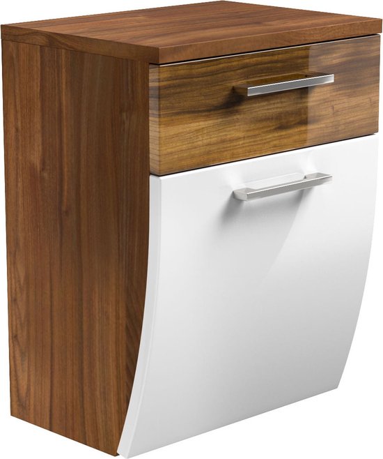 SoBuy Hoge Badkamerkast, Wandgemonteerde Opbergkast met 3 Planken en Wasmand, Vochtbestendig Badkamermeubel, Wit, 30x170x30 cm, BZR155-W