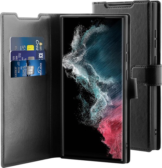 BeHello Samsung Galaxy S23 Ultra Case - Card Holder Phone - Étui de téléphone avec fonction de support - Zwart
