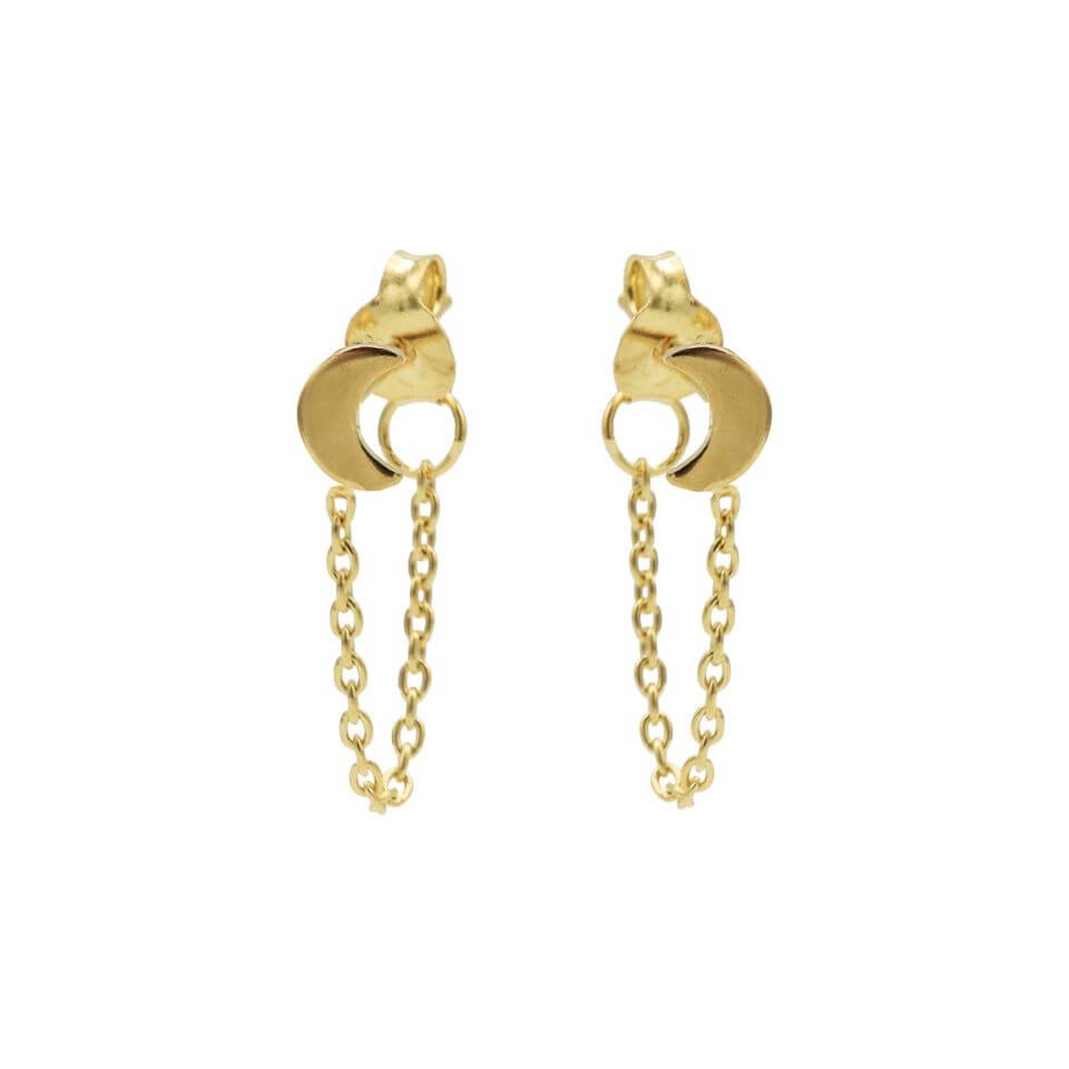 Karma Oorbellen Chain Moon Goud