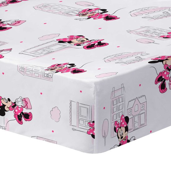 Disney Minnie Mouse Hoeslaken, Shopping - Seul - 90 x 200 cm - Katoen