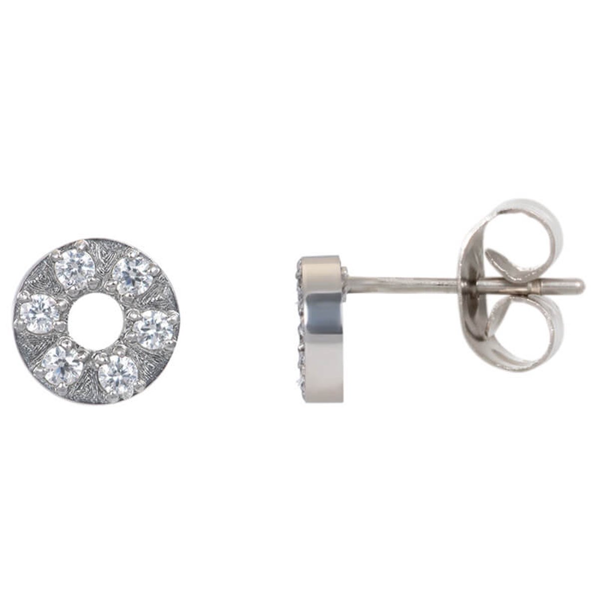 iXXXi Oorbellen Circle Stone 6 mm Zilver