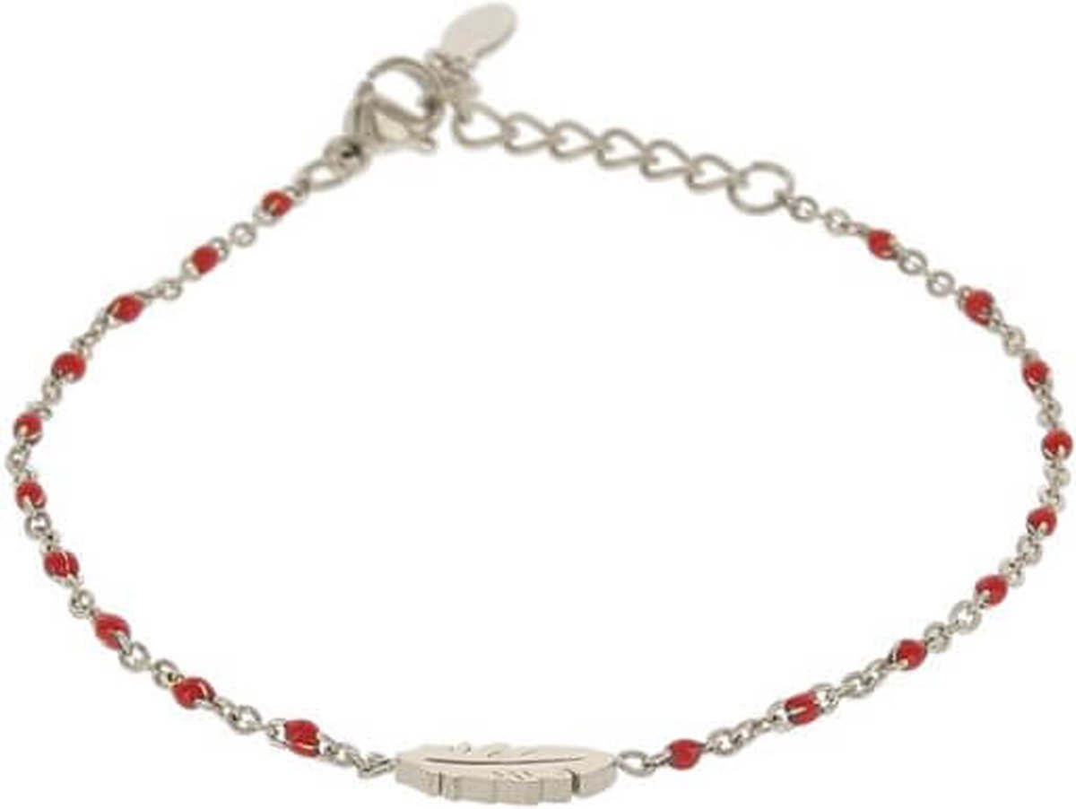 Kalli Armband Feather Red 2 mm Zilver