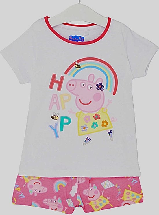 Set Peppa Pig / Pyjama short - Happy - Rose/ Wit - Taille 98