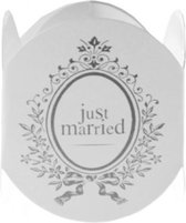 6 kartonnen servetringen Just Married wit - trouwen - huwelijk - bruiloft - diner - servet - servetring - just married