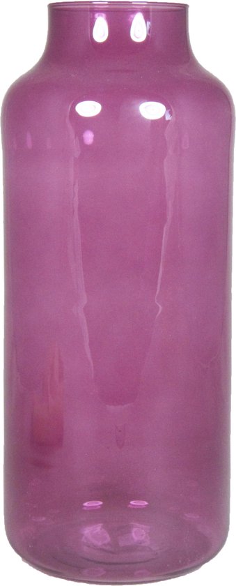 Floran - vases à fleurs - 2x pièces - verre violet/transparent - H35 x D15 cm