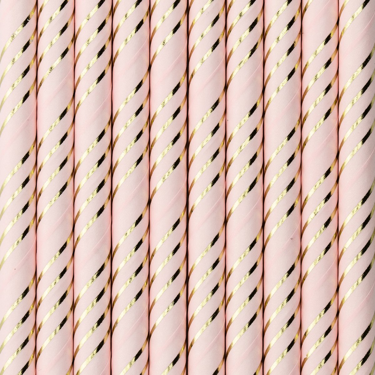 Partydeco Drinkrietjes - papier - 50x - roze/goud strepen - 19,5 cm - rietjes