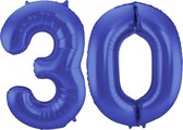 Folat Folie ballonnen - 30 jaar cijfer - blauw - 86 cm - leeftijd feestartikelen