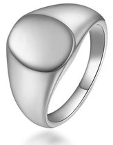 Zegelring Ovaal - Zilver Kleurig - 18 - 20mm - Ringen Mannen - Zegelring Dames - Ring Heren - Ringen Vrouwen - Valentijn Cadeautje voor Hem - Valentijnsdag voor Mannen Cadeautjes