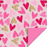 2 kleine rollen cadeaupapier - Big Hearts Sand Sweet - Pink - 30cm breed