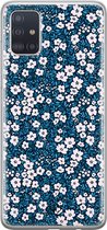 Casimoda® hoesje - Geschikt voor Samsung A71 - Bloemen Blauw - Backcover - Siliconen/TPU - Blauw