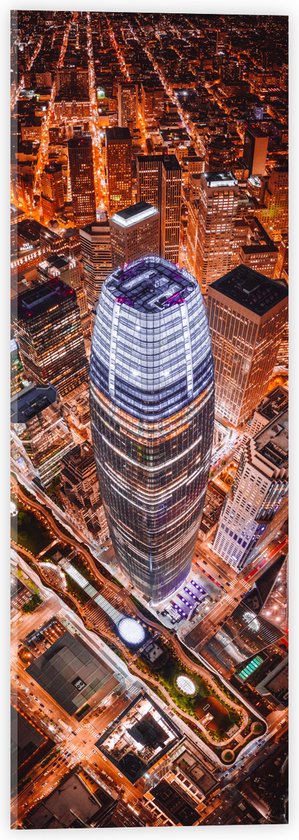 WallClassics - Acrylglas - De Salesforce Tower vanaf boven - 20x60 cm Foto op Acrylglas (Met Ophangsysteem)