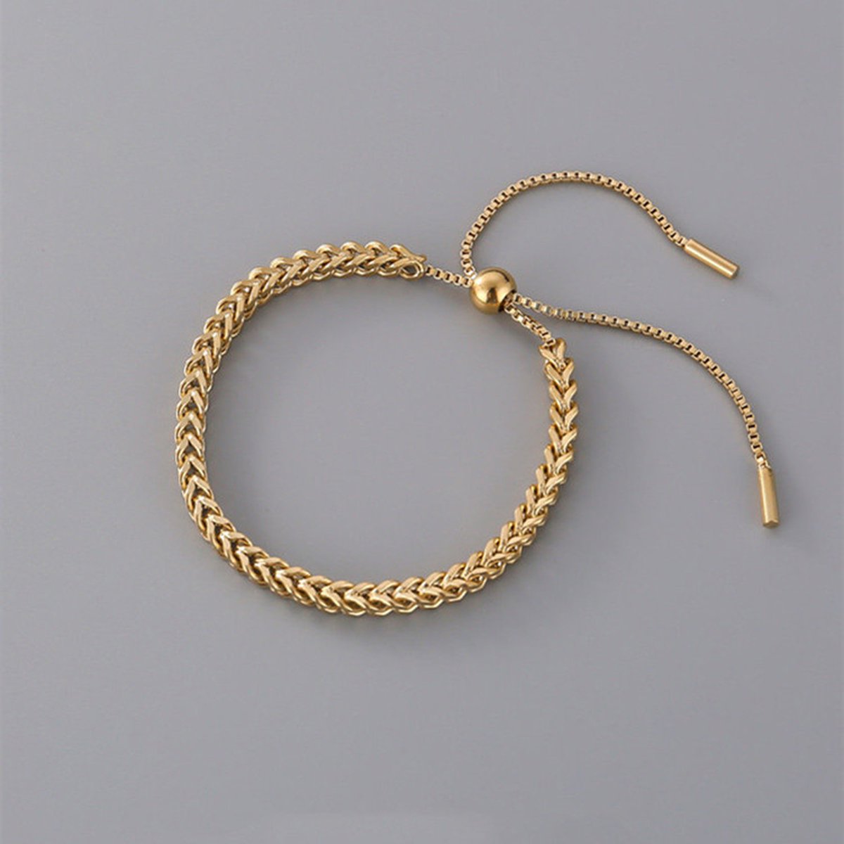 Gading® dames armband met ketting- goudkleurig staal armband-27 cm