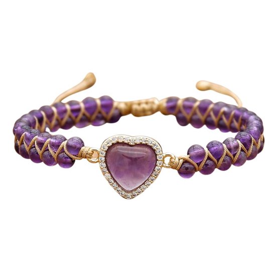 Marama - armband Heart Purple - edelsteen kristal - paars - verstelbaar - damesarmband
