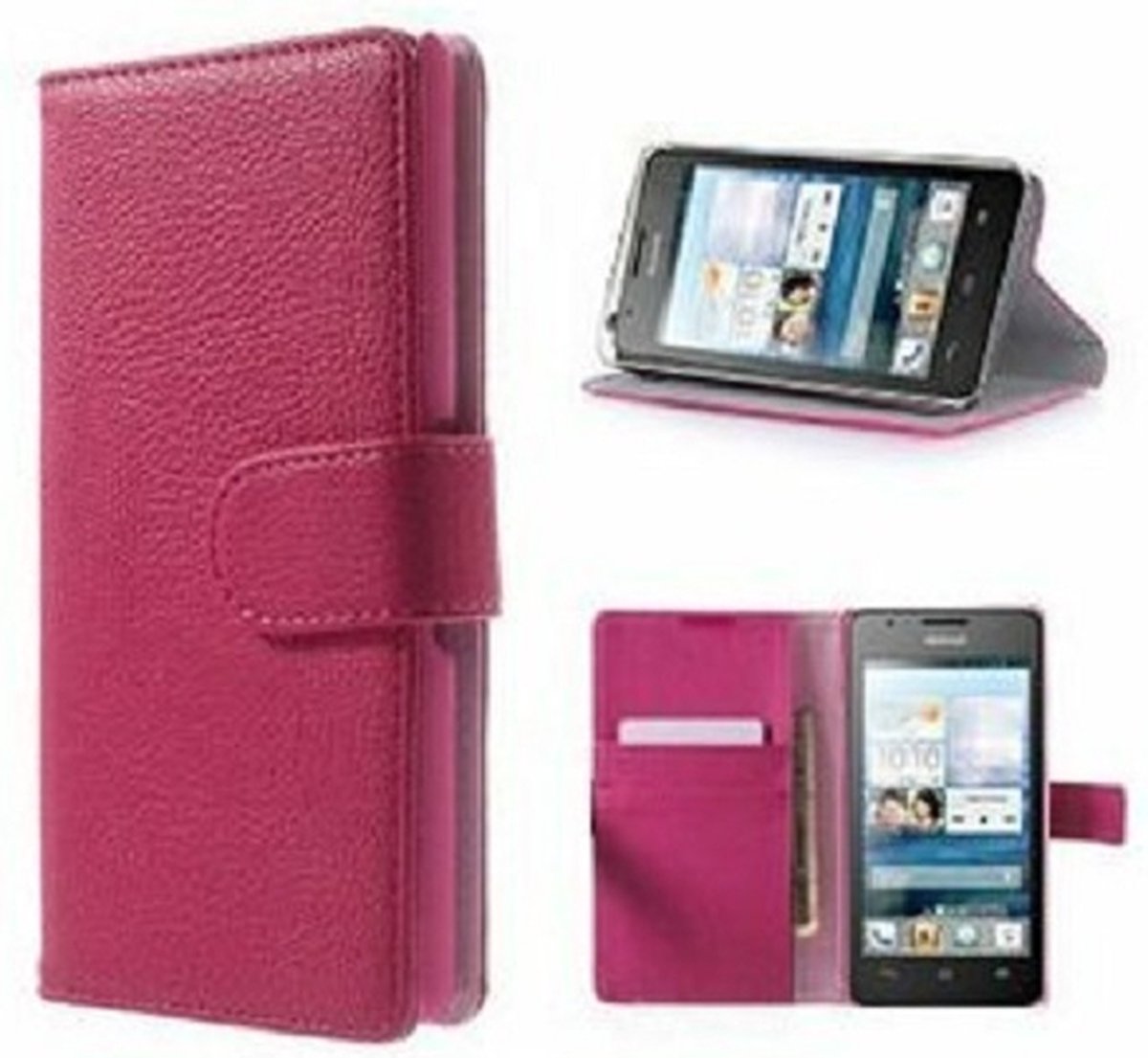 Huawei G525 Hoesje Met Pasjeshouder Bookcase Roze