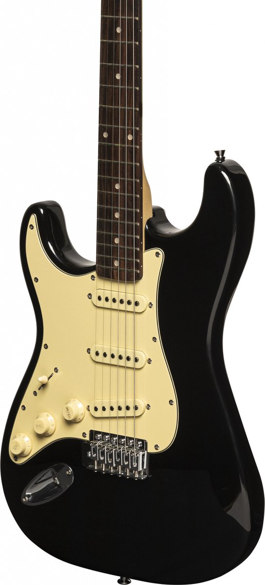 Stagg SES-30-BK LH S Style Electric Guitar Gloss Black Lefthand