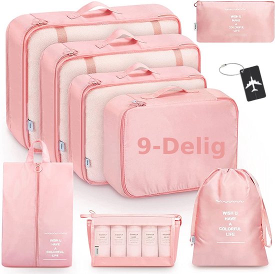 BOTC Packing Cubes Set 9-Delig – Kleding organizer voor koffers, tassen en backpack - Roze