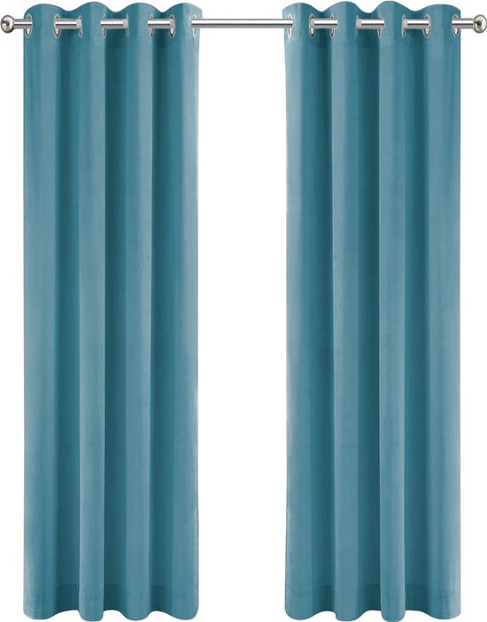Pikken spoor blik Gordijnen turquoise blauw Velvet Kant en klaar 140x225cm - Kant en klare  gordijnen met... | bol.com