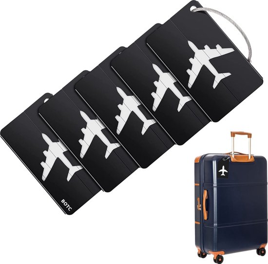 BOTC Suitcase Tag - Accessoire de voyage pour valise de voyage - Étiquette de bagage - Porte-nom - Zwart