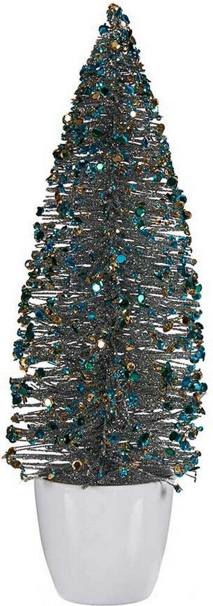 Moderne blauw en gouden kerstboomdecoratie, 10 x 33 x 10 cm, van Krist+.