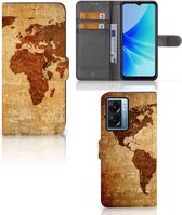 Telefoonhoesje OPPO A77 5G | A57 5G Wallet Bookcase Wereldkaart