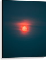 WallClassics - Canvas - Rode Maan achter Wolken - 75x100 cm Foto op Canvas Schilderij (Wanddecoratie op Canvas)