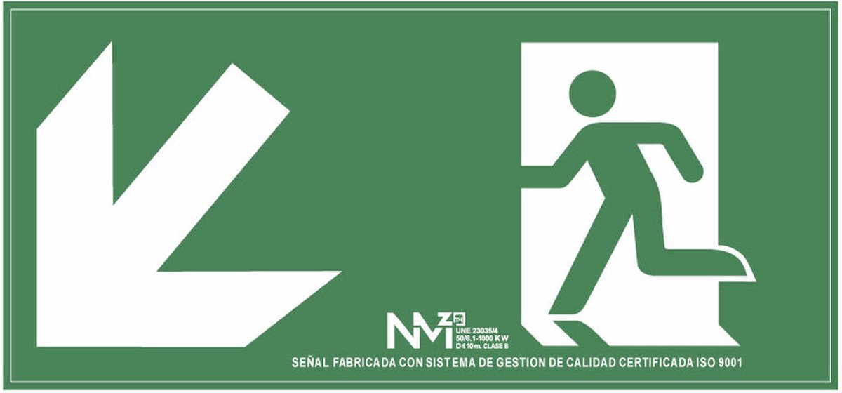 Bord Normaluz Evacuación escalera abajo izquierda PVC (32 x 16 cm)