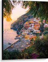 WallClassics - Toile - Maisons sur une Berg au bord de la mer - Italie - 75x100 cm Photo sur toile (Décoration murale sur toile)