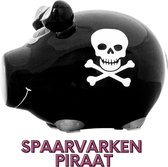Spaarvarken Piraat - Keramiek Spaarpot Zwart - Sparen - Spaarvarkentje