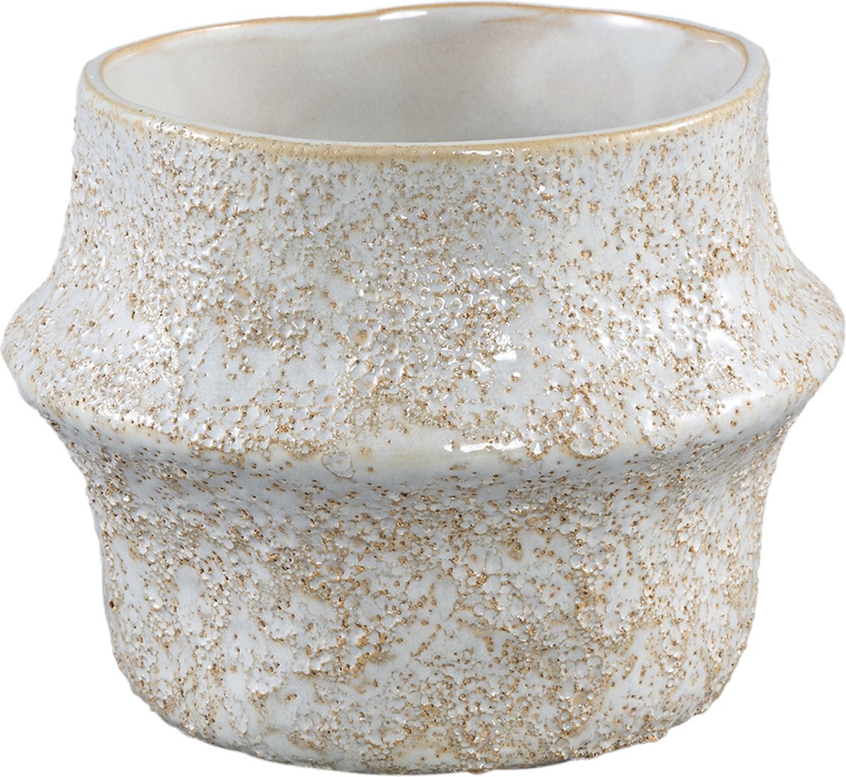 PTMD Bloempot Ivery - 17x17x13 cm - Keramiek - Wit