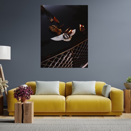 Luxe Canvas Schilderij Bentley Emblem | 90x60 | Woonkamer | Slaapkamer | Kantoor | Muziek | Design | Art | Modern | ** 4CM DIK! 3D EFFECT**