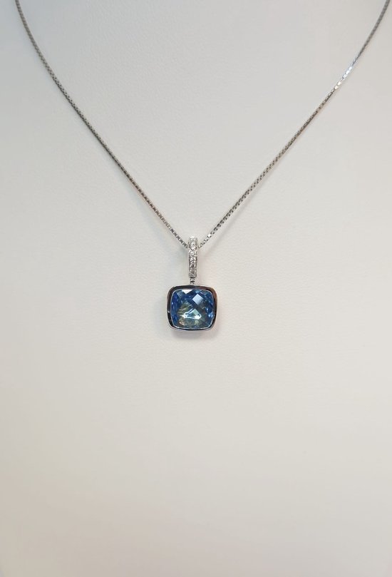 Hanger - 14 karaat - witgoud - diamant - blauwe topaas - Le Chic - TT049H06BT - sale Juwelier Verlinden St. Hubert - van €645,= voor €465,=