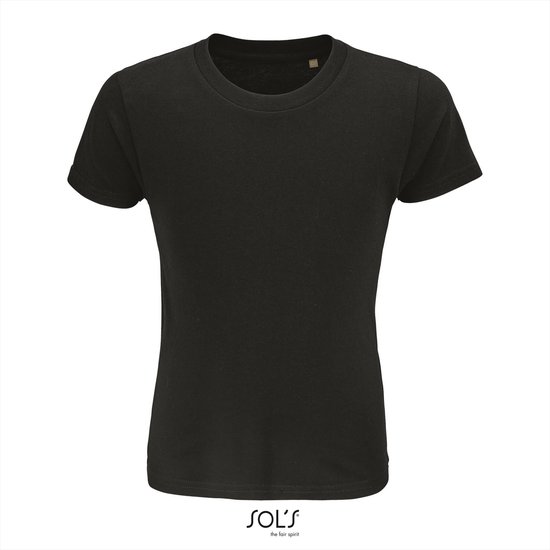SOL'S - T-shirt Kinder Crusader - Zwart - 100% Katoen Bio - 110-116