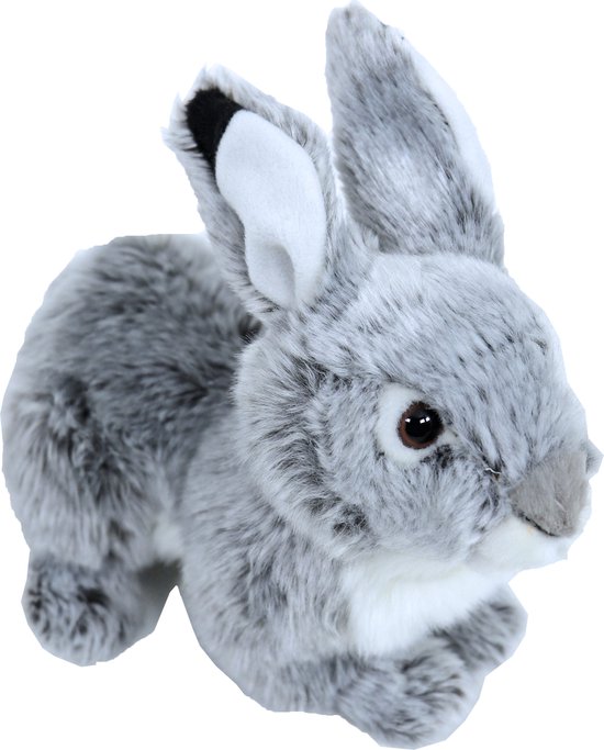 Boony 'Natural Decoration' - Liggend Pluche Konijn - Kleur: Grijs - 25 cm
