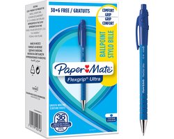 Paper Mate Flexgrip Ultra balpennen | Medium Punt (1,0 mm) | Blauwe inkt | 36 stuks