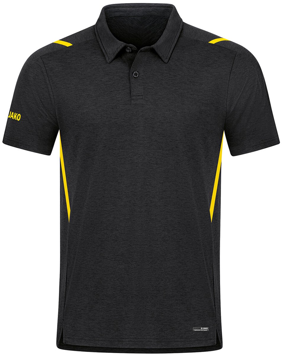 Jako Challenge Polo Heren - Zwart Gemeleerd / Citroen | Maat: 3XL