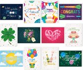 Fissaly 48 Cartes de Vœux & Cartes d'Anniversaire avec Enveloppes - Coffret de Cartes d'Anniversaire - Cartes de Félicitations & Cartes Postales Enfants & Adultes