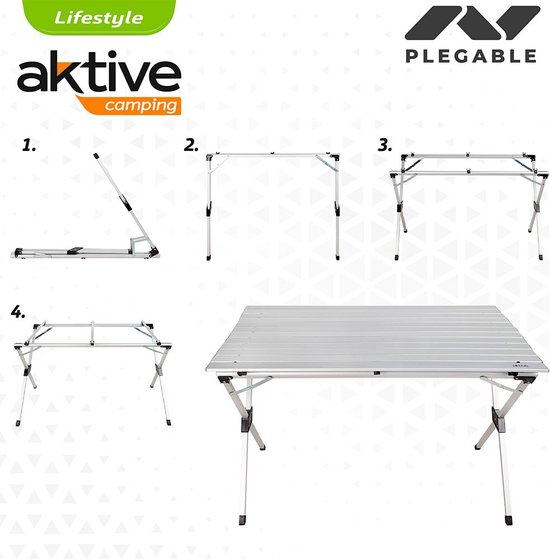 Campart travel table pliable de camping texas aluminium 110x70x70