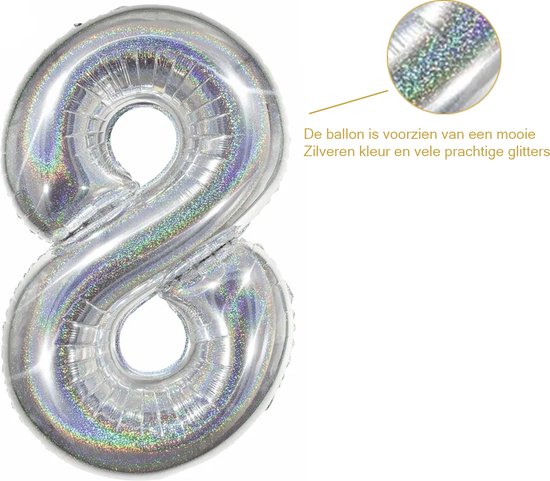 Helium Ballon Cijfer 4 Zilver 70 cm – Ballonnenbedrijf Ballon Express B.V