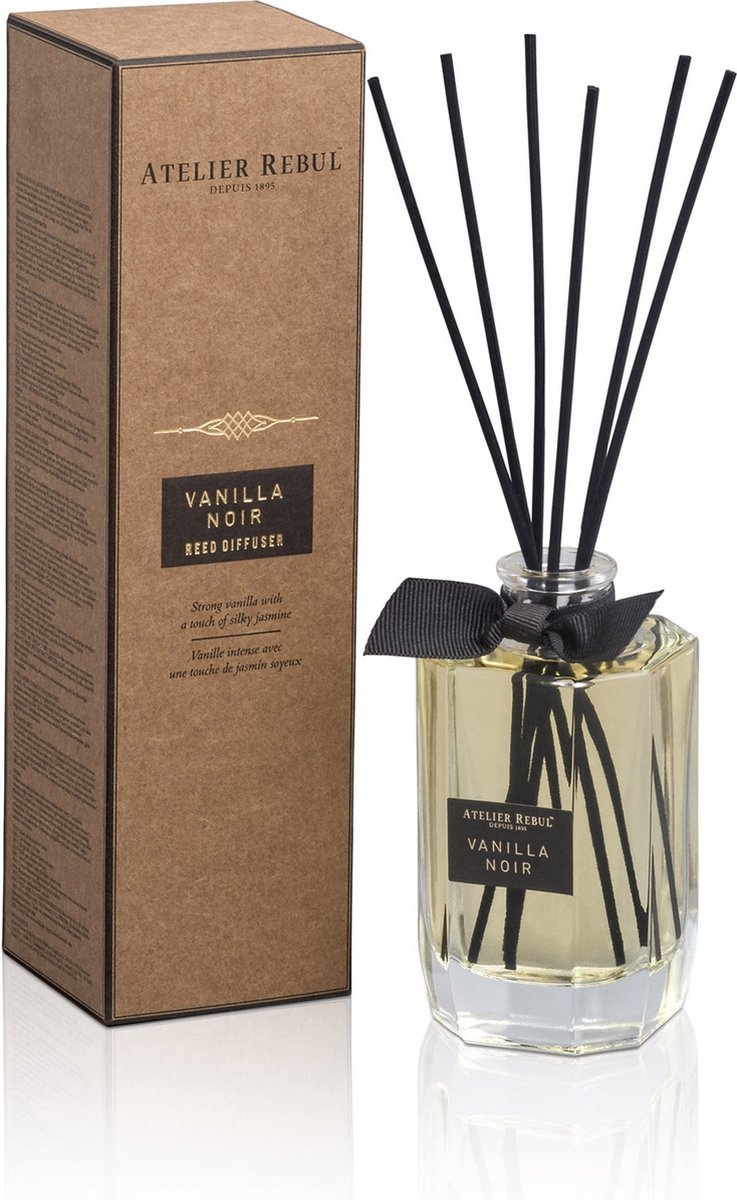 Vanilla Noir Geurstokjes (200ml) Atelier Rebul - Zoete Kamergeur - Heerlijke Geurverspreider - 8 tot 10 Weken Levensduur