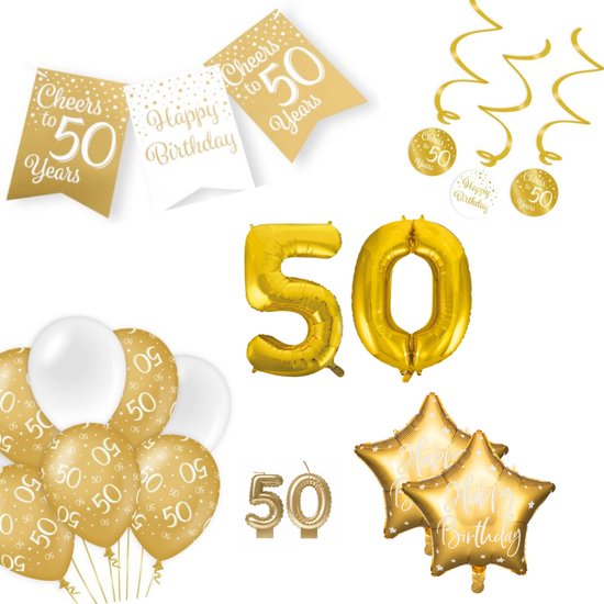 WOW partypakket | 50 jaar goud/wit - Ballon | bol