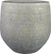 Steege Plantenpot/bloempot - keramiek - metallic zilvergrijs/touch of gold - D36/H33 cm