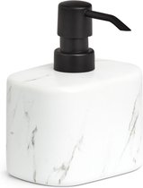 Zeller Zeeppompje/dispenser - keramiek - wit marmer look luxe - 13 cm