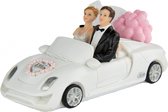 Folat Bruidstaart bruidspaar in witte cabrio auto 14 cm