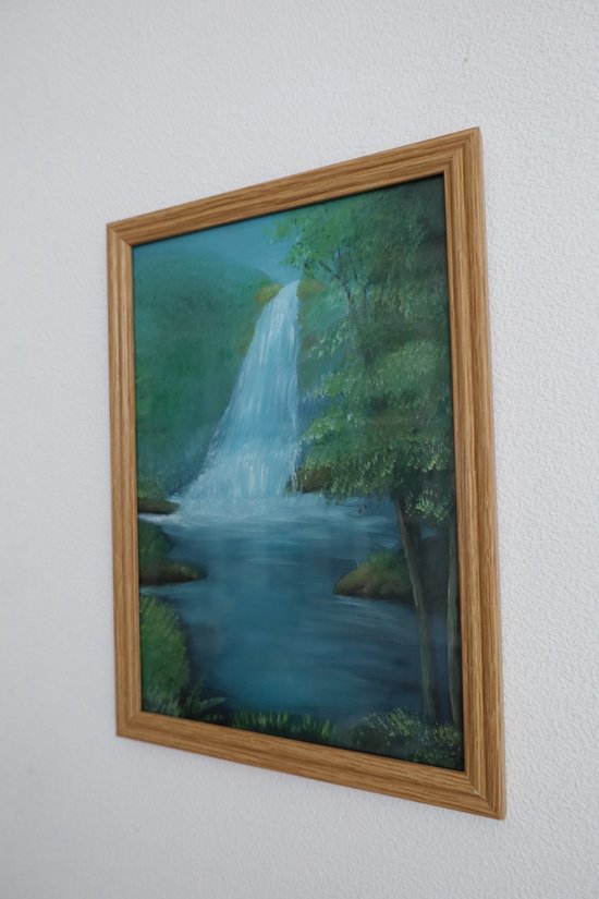 Schilderij waterval - olieverf - maat A4