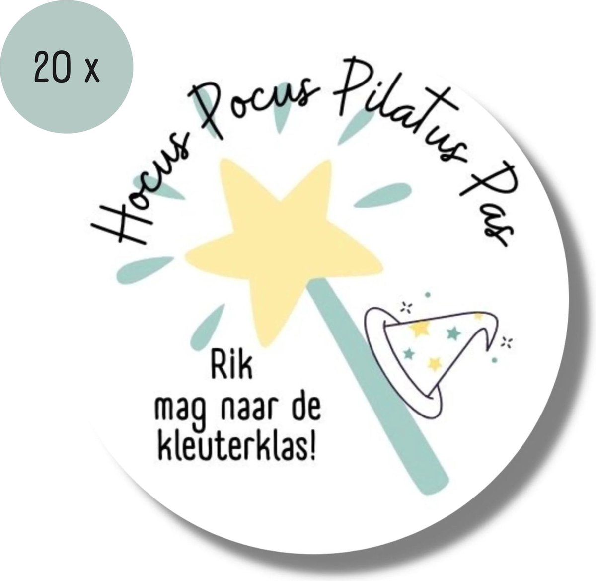 Traktatie Naamstickers Hocus Pocus Toveren Groen - 20 stuks - Afscheid Peuterspeelzaal Kinderdagverblijf Basisschool - Kleuterklas | Sluitsticker - Gepersonaliseerd — afbeelding 4