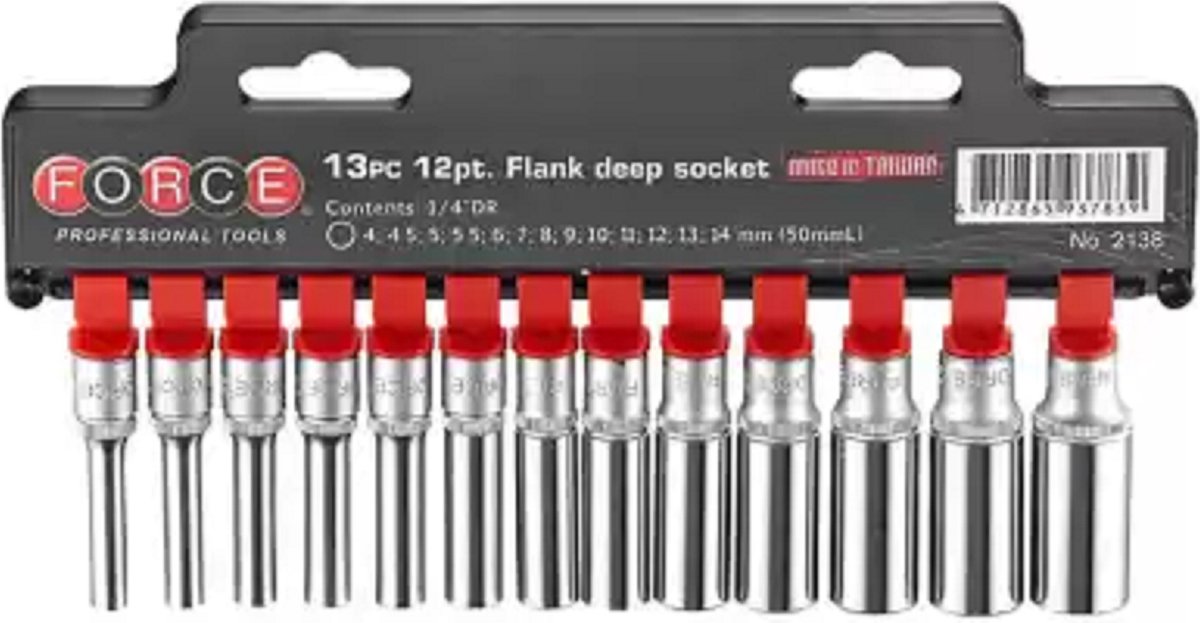 1/4" Doppenset lang Spline 13 delig