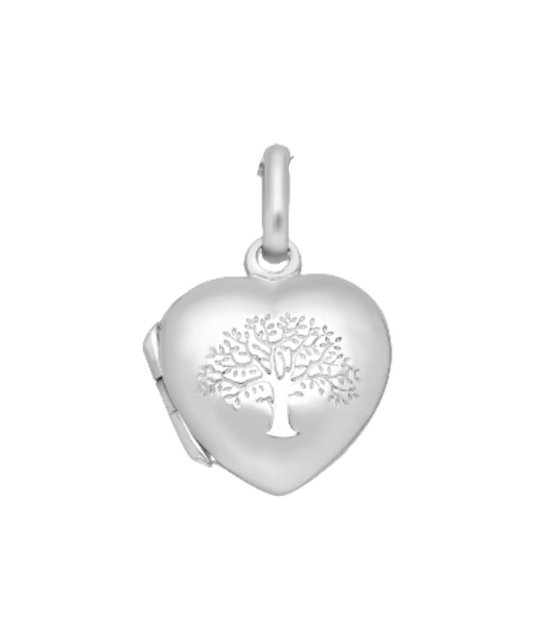 Joy|S - Zilveren medaillon hanger - hartje - levensboom - 14 mm x 17 mm - tree of life - zonder ketting