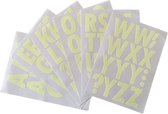 grote set glow in the dark plakletters + tekens | alfabet stickers | hoogte 6 cm
