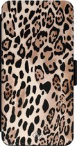 Casimoda® bookcase - Geschikt voor iPhone 13 - Hoesje met pasjeshouder - Luipaard Print - Bruin/beige - Kunstleer